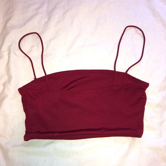 cropped burgundy tank top - Picture 2 of 2